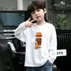 Camiseta casual para crianças mais velhas, top versátil, estilo celebridade da internet da moda, novo modelo primavera/outono, design de desenho animado legal e estiloso, manga longa de algodão puro para meninos
