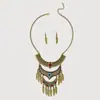 Set de Collar y Pendientes con Borla y Hoja de Aleación Multicapa Retro Europeo y Americano Conjunto Personalizado Versátil 9312