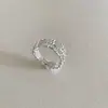 Anillo Sencillo de Plata de Ley 925 Anillo de Perla Estilo Frío para Mujer Nicho de Gama Alta Sin Color Anillo Abierto para Dedo Joyería de Pareja