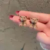 Pendientes de Oso y Conejo Lindos Afelpados Estilo Trendy, Pendientes Dulces para Estudiantes, Pendientes Elegantes, Sencillos y Versátiles