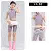 Roupa de Dança para Meninas em Roxo Taro, Conjunto de Treino com Top Regata, Traje de Performance para Exames de Arte, Top Cropped para Yoga, Roupa de Treino de Dança Jazz