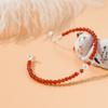 Pulsera de ágata roja de plata s925, moderna, atmosférica, de lujo, con un solo círculo, para mujer, con cordón, regalo de joyería