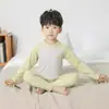 Conjunto de ropa interior térmica de manga raglán para niños 26 Otoño/Invierno para niños y niñas, conjunto de dos piezas de pijama y pantalón de dormir de cuello redondo para niños
