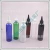 Botella de Plástico con Tapa Puntiaguda de 180ML Botella PET Hombro Redondo Boca Puntiaguda Botella con Tapa de Punta Líquida Botella de Aceite Esencial Botella de Pasta de Color de 180ML