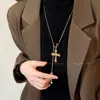 A Deusa da Beleza Desce~ Colar Cruz Medieval Dourada para Mulheres, Novo Modelo 2025, Corrente de Suéter Exquisita e de Alto Padrão