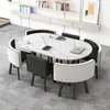 Mesa Ovalada para Conferencias Simple y Moderna para 6-8 Personas Mesa Larga Combinación de Mesa y Silla para Sala de Lectura de Biblioteca Sala de Entrenamiento Recepción