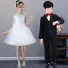 Vestido de Décimo Cumpleaños para Niña Vestido con Velo Blanco Vestido de Presentación Infantil Verano Otoño e Invierno Vestido de Princesa Dama de Honor Coro Vestido Largo