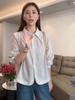 Jaqueta Camisa Listrada Popular Design Feminina Moda Outono 2025 Casual Redutora de Idade