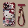 Funda de Teléfono de Gato Floral con Correa Adecuada para Apple 16Pm, iPhone 17, Dibujo Animado Lindo 15, Silicona 18 para Niñas