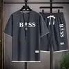 Conjunto de Seda Gelada para Homens, Roupa Esportiva Casual Fina de Verão, Conjunto Elegante de Camiseta de Manga Curta e Shorts em Malha Waffle, Moderno
