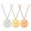 Venta Caliente Transfronteriza Europea y Americana Oro de 18K 18mm10mm Colgante Redondo Collar Simple de Acero Inoxidable Cadena para Clavícula Venta al por Mayor para Mujeres