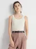 Cuello redondo mujeres cachemira completa tejido grueso raya color sólido sin mangas básico ajustado adelgazante otoño e invierno Nuevo tejido pequeño de tirantes
