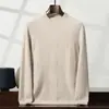 Suéter Masculino de Alto Padrão 100% Caxemira Outono e Inverno 2024 Gola Alta Meia Gola Caimento Solto Espessado Suéter para Usar por Baixo