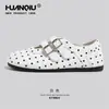 Sapatos Mary Jane femininos de corte baixo, novo estilo de verão 2026, moda de bolinhas nicho, sandálias respiráveis de sola macia