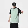 Camisa Polo Raglan Color Block G-stone para Homens, Gola Color Block, Manga Curta Casual Solta, Camiseta Versátil de Verão