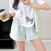 Shorts Únicos con Dobladillo Dividido para Mujer, Verano Delgados Sueltos de Línea A Cintura Elástica Versátiles Casual Adelgazantes Tres Cuartos Pierna Ancha Pantalones Cortos