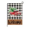 Bandera navideña de lino para jardín transfronteriza de Amazon, con estampado de árbol de Navidad y letras a cuadros, decorativa para patio al aire libre.