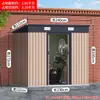 Cobertizo de herramientas para exteriores, Patio jardín, Cuarto de almacenamiento simple para patio, Cobertizo de utilidad metálico móvil