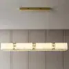Lámpara Colgante de Restaurante de Piedra Lámpara de Mármol Natural Español Lujo Ligero Lámpara de Mesa de Comedor de Cristal Isla Encimera Lámpara Lineal de Tira Larga Estilo Wabi-Sabi