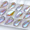 Atacado 14*23mm pingente gota d'água Cristal galvanizado Aurora colar acessórios de joias criativos pingente de luxo leve diy