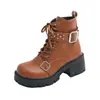 2026 Novo Estilo Transfronteiriço Tamanho 43 Botas de Cano Curto Botas Curtas Salto Grosso Botas Martin Botas Plataforma Estilo Europeu Cadarço Solado Grosso Botas Femininas
