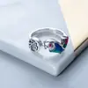 Anel de Peixe Koi Esmaltado Chiba Sorte e Fortuna Estilo Étnico Palaciano Nicho Retrô Anel para Dedo Indicador Feminino Aberto