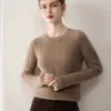 Suéter Cálido de Punto Fino Retro Retorcido Color Sólido Engrosado de Invierno Cuello Redondo 100% Cachemir Puro para Mujer