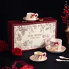 Juego de Regalo de Boda Estilo Japonés para Uso en el Hogar, Caja de Regalo para Boda y Inauguración de Casa en Color Bajo Esmalte, Vajilla de Cerámica, Tazones y Platos