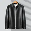 Chaqueta de Piel Sintética para Hombre 2026 Otoño/Invierno Cuello Alto Cremallera Superior para Jóvenes y de Mediana Edad, Abrigo Cálido de Cuero Lavado de Lujo para Negocios