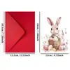 Compra Direta Transfronteiriça Aquarela Celebração de Páscoa Cartão de Saudação Coelho Rosa Fofo Conjunto de Cartões Envelope de Ovo