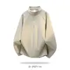 Sudadera Casual Americana de Peso Pesado para Hombre con Cuello Medio Alto y Cremallera, Cuello Alto, Manga Raglán, Color Sólido, Ajuste Holgado, Capa Base para Hombre