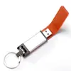 Memoria USB de cuero marrón 128GB portátil DIY grabado gratuito Memoria USB regalos empresariales creativos Llavero de metal Memoria USB