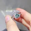 Anillos apilables de plata 925 con forma de corazón y moissanita de alta venta transfronteriza para mujer, anillos combinados apilables de lujo, juegos de anillos estilo europeo y americano al por mayor