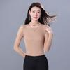 Otoño Nuevo Blanco Estilo Coreano Slim Camiseta de Manga Larga Tejida para Mujer Ropa Formal Profesional Top de Alta Elasticidad para Usar Debajo