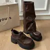 Botas Largas con Hebilla Desmontable Zapatos de Cuero para Mujer 2026 Otoño/Invierno Nuevos Suela Gruesa Caña de Pantalón Botas de Monta Apiladas Botas de Motocicleta
