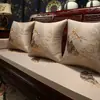 Cojines de Sofá de Secuoya Estilo Chino Nuevos Cuidadosamente Seleccionados con Bordado, Fundas para Cojines de Sofá de Muebles de Madera Maciza, Juego de Cinco Piezas para Cojines de Cama Luohan