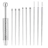 Agulha Guia de Aço Inoxidável 316 Pino com Rosca Interna e Externa Haste Guia Brinco com Orelha Perfurada Piercing Labial Piercing na Língua Ferramenta Auxiliar DIY