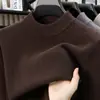Suéter Grueso de Mezcla de Lana con Cuello Alto Medio para Hombre, Otoño e Invierno, Jersey Holgado, Ropa Interior Térmica de Punto