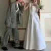 Vestido de Novia Ligero con Tirantes, Estilo Francés Sencillo, Nuevo Vestido de Noche 2026, Fotografía de Viaje, Registro de Novia, Vestido Blanco de Satén para Mujer