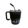 Taza de Café Simple Ins con Pajita Taza de Agua de Oficina Moderna con Asa Portátil Doble para Beber para Pareja Taza de Acero Inoxidable