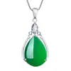 Versão coreana do pingente clássico de calcedônia em forma de gota banhado a platina puro semente de gelo transparente pingente de ágata verde simples atacado