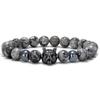 Pulsera para Pareja de Cuentas de Cobre de Piedra Mapa de 8 mm de Venta Caliente Pulsera de Cuentas de Buda Pulsera de Micro Zircón con Cabeza de Lobo Joyería Regalo