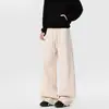 Calça casual azul marinho resistente para homens, estilo American high street, relaxada e larga, com um design de perna reta e larga que chega ao chão