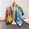 Bufanda Cuadrada Grande de Seda Artificial para Mujer, Primavera y Verano, Delgada, para Viaje, Protector Solar, Chal, 90x90cm, Bufanda, Bufanda Decorativa, Pañuelo para la Cabeza