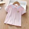Camisas de Manga Corta para Niñas 2026 Nuevo Estilo Verano Bebés Pequeños Tops de Verano con Estilo Estilo Coreano Camisas Blancas para Niños