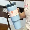 Taza de Café Modelo Nuevo Transfronteriza Termo de Acero Inoxidable 304 Taza de Agua de Gran Capacidad Taza Portátil para Coche y Viajes con Popote