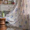Cortina Yiman Qiyun Cortina Gris Estampado de Flores Acabado con Borla Negra Cortina Pastoral para Cocina Cortina para Ventana Flotante