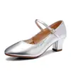 Zapatos de baile para adultos con empeines suaves, zapatos de baile cuadrado con tacón medio-alto, zapatos de baile para mujer con suelas blandas, adecuados para actuaciones y competiciones de mediana edad y personas mayores