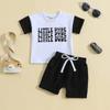 Traje Deportivo para Bebés y Niños Pequeños Camiseta de Manga Corta con Letra Parte Superior Shorts de Color Liso Ropa de Verano para Hombres y Mujeres Dropshipping