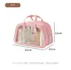 Bolsa de Maquiagem Portátil Fashionável com Separação Seco e Úmido PU Transparente Grande Capacidade Dupla Camada Bolsa de Higiene Pessoal Maquiagem Bolsa de Viagem Praia